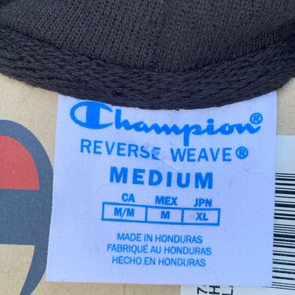 NWT Vintage Champion Sweatshirt Hoodie Reverse Weave Black blank Heavy M - Picture 4 of 4